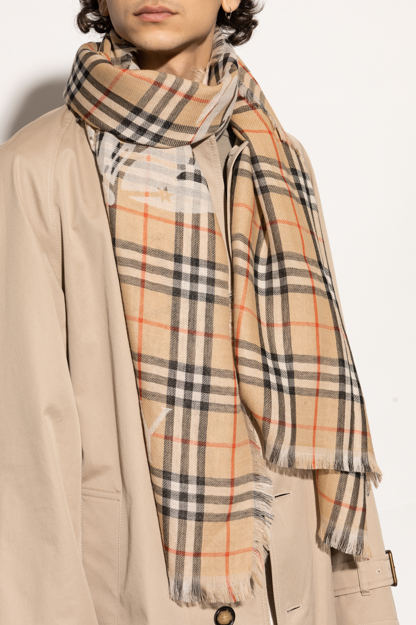 マフラー・ストール Burberry FW25 Beige wool scarf (8109562 A2021) Beige Wool scarf with logo Burberry - Vitkac France